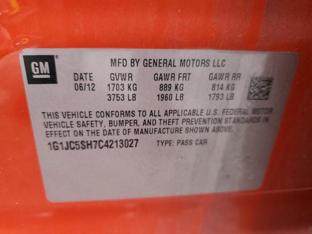 Foto 10 de la subasta – 2012 CHEVROLET SONIC con VIN 1G1JC5SH7C4213027