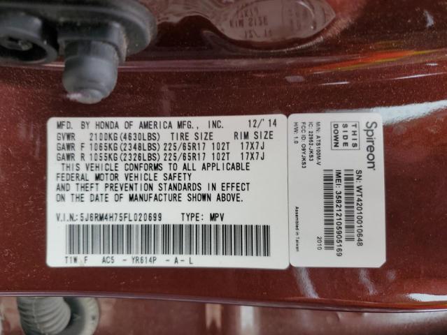 Photo 10 from auction – 2015 HONDA CR-V EXL with VIN 5J6RM4H75FL020699