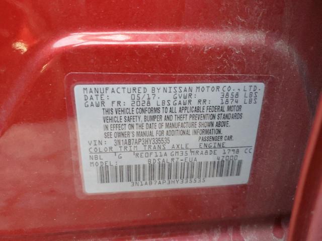 Photo 10 from auction – 2017 NISSAN SENTRA S with VIN 3N1AB7AP3HY335535