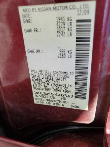 Photo 10 from auction – 2010 NISSAN ALTIMA BAS with VIN 1N4AL2AP5AN440342