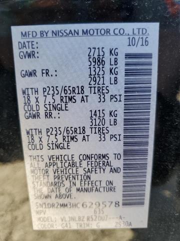 Photo 10 from auction – 2017 NISSAN PATHFINDER with VIN 5N1DR2MM3HC629578