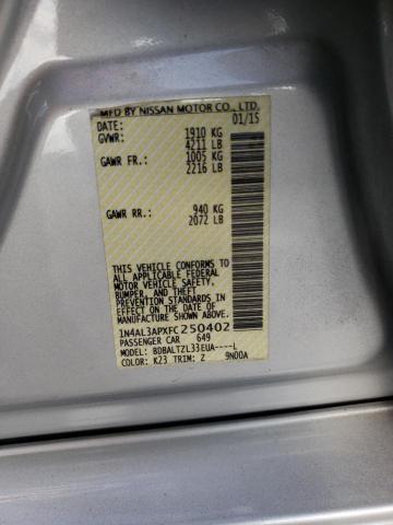 Photo 10 from auction – 2015 NISSAN ALTIMA 2.5 with VIN 1N4AL3APXFC250402