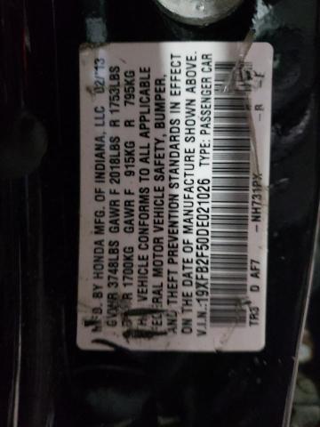 Photo 10 from auction – 2013 HONDA CIVIC LX with VIN 19XFB2F50DE021026