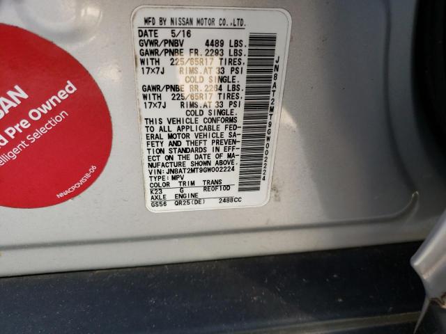 Photo 10 from auction – 2016 NISSAN ROGUE S with VIN JN8AT2MT9GW002224