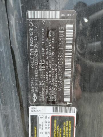 Photo 10 from auction – 2012 MINI COOPER COU with VIN WMWSX3C53CT154845
