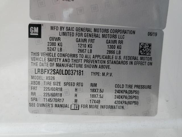Photo 10 from auction – 2020 BUICK ENVISION E with VIN LRBFX2SA0LD037181