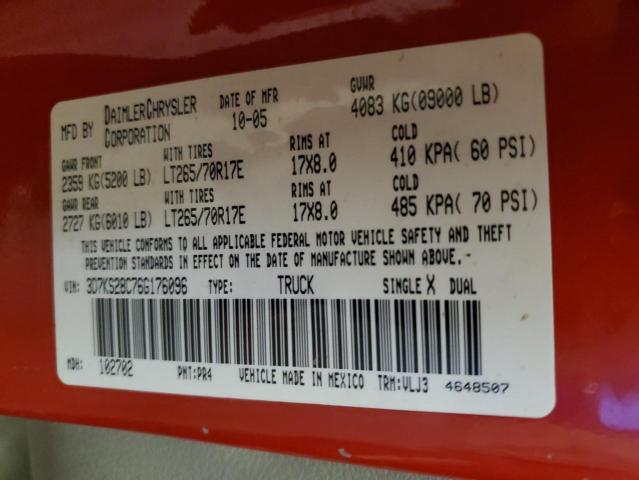 Photo 10 from auction – 2006 DODGE RAM 2500 S with VIN 3D7KS28C76G176096