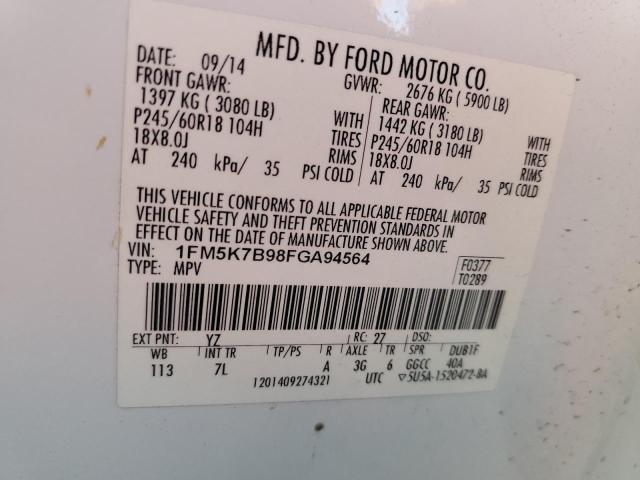 Photo 10 from auction – 2015 FORD EXPLORER with VIN 1FM5K7B98FGA94564