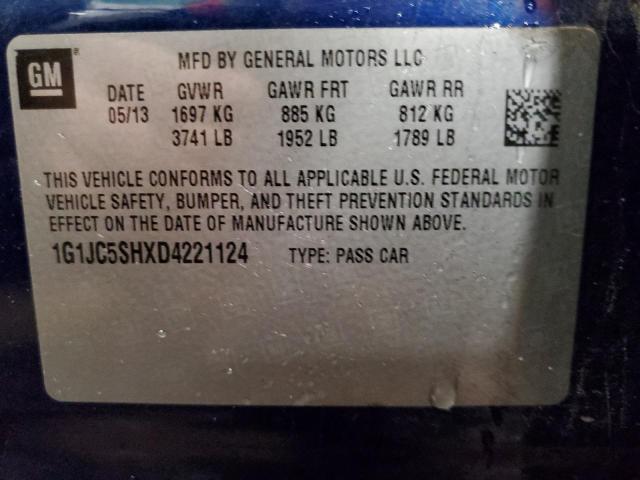 Photo 10 from auction – 2013 CHEVROLET SONIC LT with VIN 1G1JC5SHXD4221124