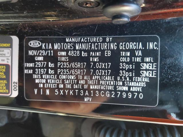 Photo 10 from auction – 2012 KIA SORENTO BA with VIN 5XYKT3A13CG279970