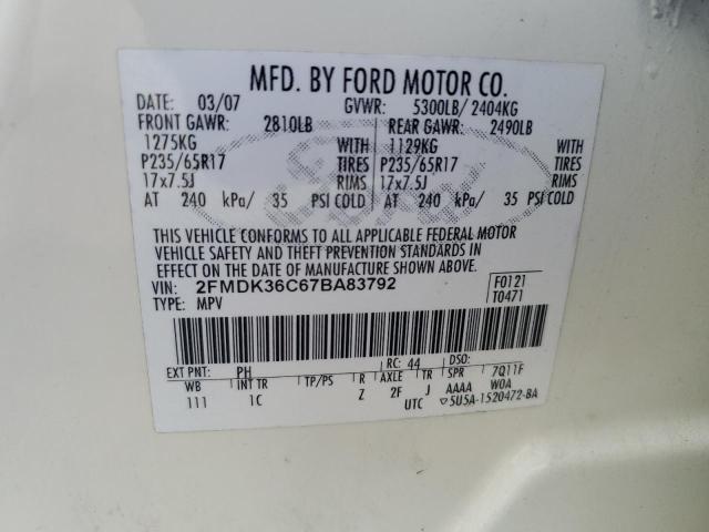 Photo 10 from auction – 2007 FORD EDGE SE with VIN 2FMDK36C67BA83792