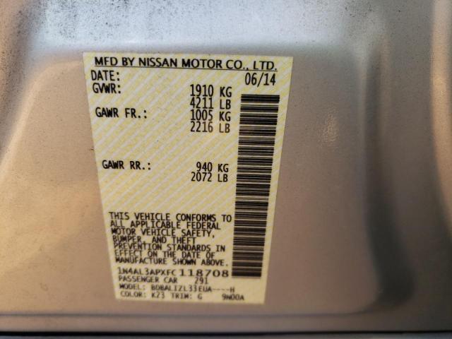 Photo 10 from auction – 2015 NISSAN ALTIMA 2.5 with VIN 1N4AL3APXFC118708