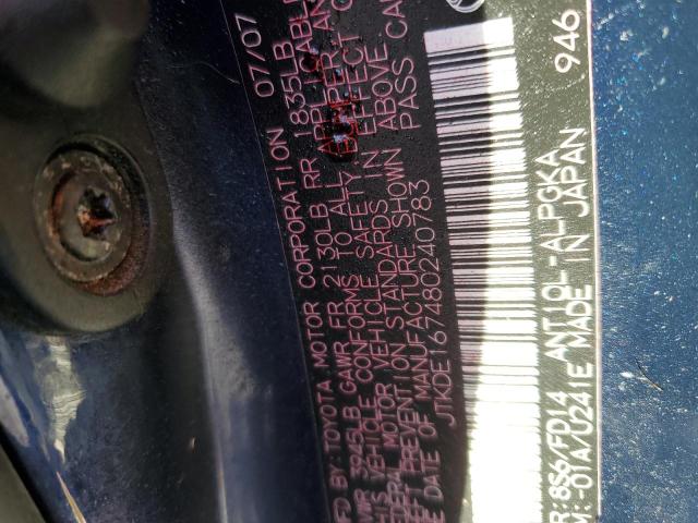 Photo 10 from auction – 2008 SCION TC with VIN JTKDE167480240783