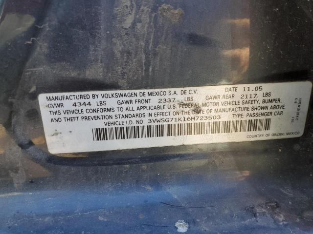 Photo 10 from auction – 2006 VOLKSWAGEN JETTA 2.5 with VIN 3VWSG71K16M723503