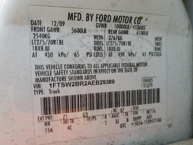 Photo 10 from auction – 2010 FORD F250 SUPER with VIN 1FTSW2BR2AEB29389