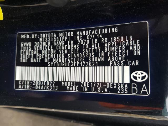 Photo 10 from auction – 2014 TOYOTA COROLLA with VIN 5YFBURHE3EP172621