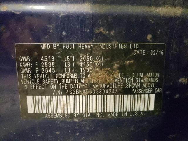 Photo 10 from auction – 2016 SUBARU LEGACY 2.5 with VIN 4S3BNAD60G3042451