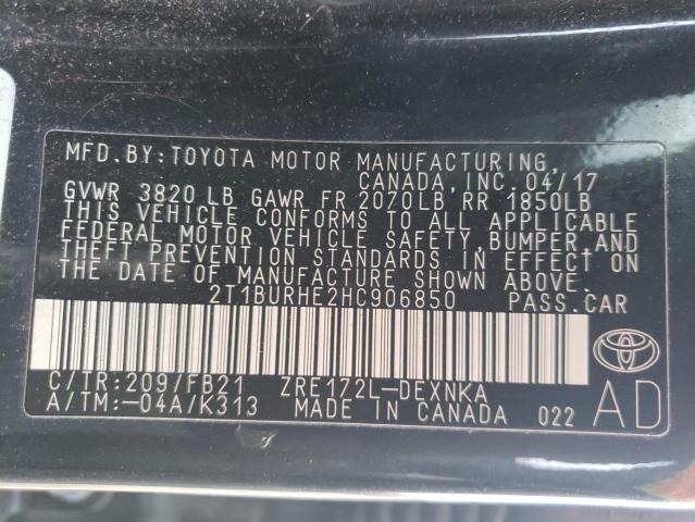 Photo 10 from auction – 2017 TOYOTA COROLLA L with VIN 2T1BURHE2HC906850