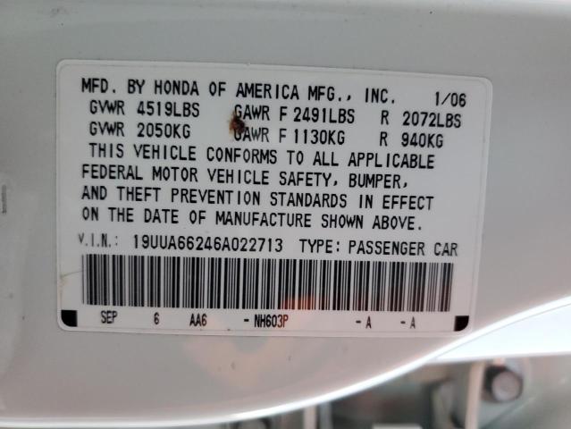 Photo 10 from auction – 2006 ACURA 3.2TL with VIN 19UUA66246A022713