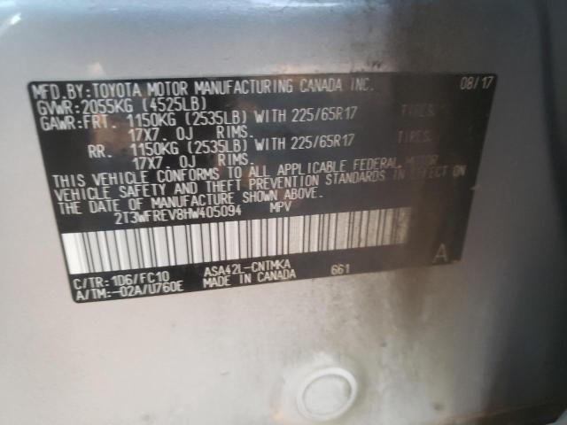 Photo 10 from auction – 2017 TOYOTA RAV4 XLE with VIN 2T3WFREV8HW405094