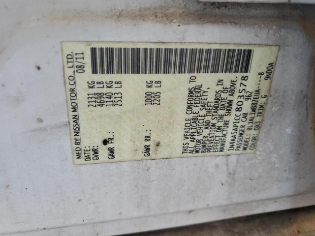 Photo 10 from auction – 2012 NISSAN MAXIMA S with VIN 1N4AA5AP1CC803578
