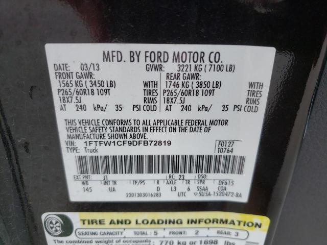 Photo 10 from auction – 2013 FORD F150 SUPER with VIN 1FTFW1CF9DFB72819