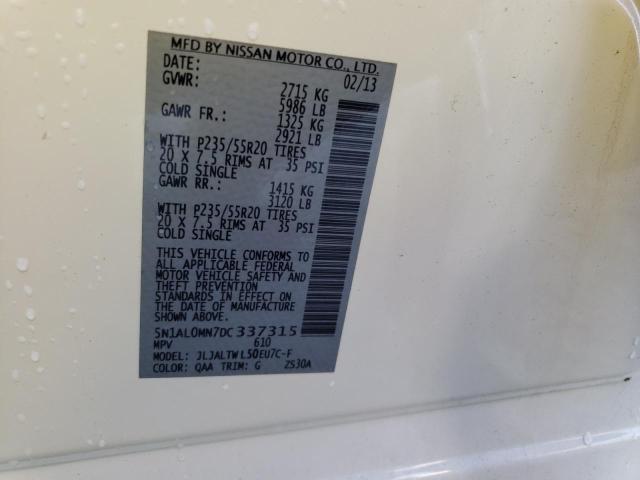 Photo 10 from auction – 2013 INFINITI JX35 with VIN 5N1AL0MN7DC337315