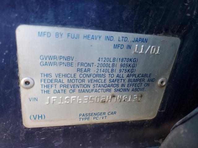Photo 10 from auction – 2002 SUBARU FORESTER L with VIN JF1SF63502H748131
