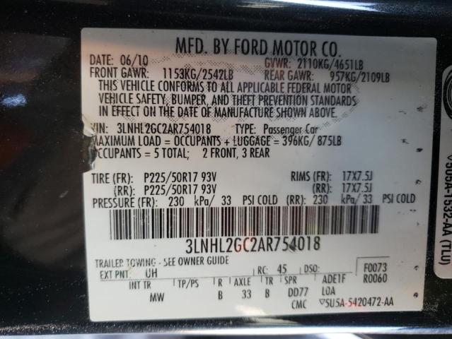 Photo 10 from auction – 2010 LINCOLN MKZ with VIN 3LNHL2GC2AR754018