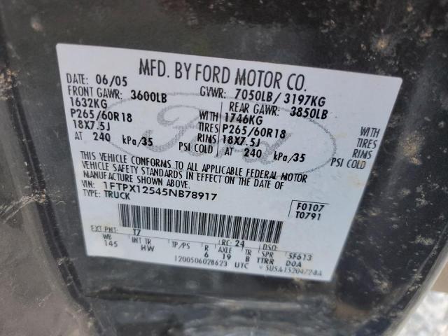 Photo 10 from auction – 2005 FORD F150 with VIN 1FTPX12545NB78917