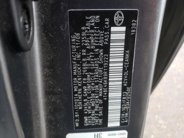 Photo 10 from auction – 2009 TOYOTA CAMRY BASE with VIN 4T4BE46K89R119223