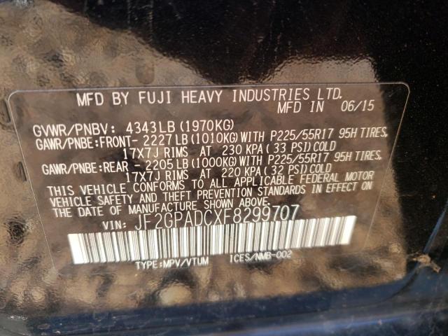 Photo 10 from auction – 2015 SUBARU XV CROSSTR with VIN JF2GPADCXF8299707