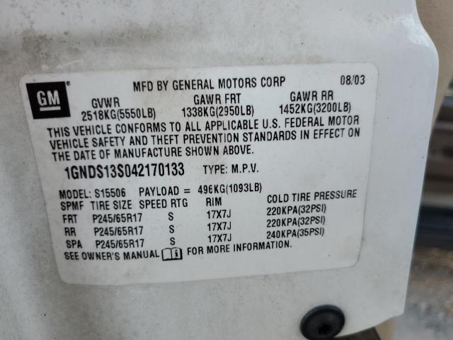 Photo 10 from auction – 2004 CHEVROLET TRAILBLAZE with VIN 1GNDS13S042170133