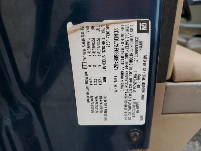 Photo 10 from auction – 2006 CHEVROLET EQUINOX LT with VIN 2CNDL73F066064021