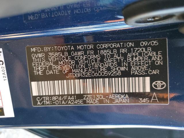 Photo 10 from auction – 2006 TOYOTA COROLLA CE with VIN JTDBR32E060059258