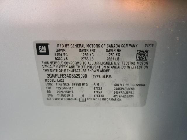 Photo 10 from auction – 2016 CHEVROLET EQUINOX LT with VIN 2GNFLFE34G6329090