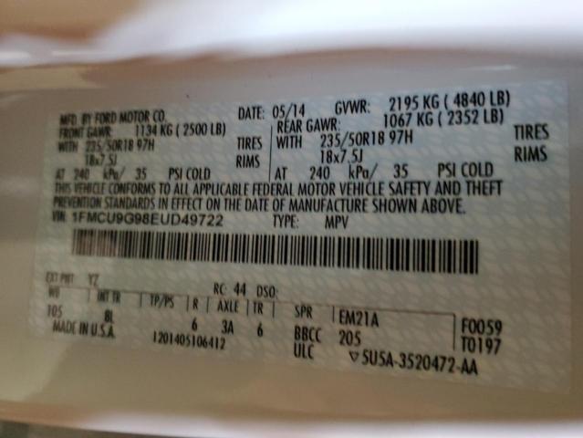 Photo 10 from auction – 2014 FORD ESCAPE SE with VIN 1FMCU9G98EUD49722