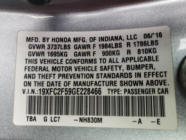 Photo 10 from auction – 2016 HONDA CIVIC LX with VIN 19XFC2F59GE228466