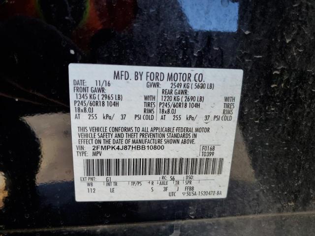 Photo 10 from auction – 2017 FORD EDGE SEL with VIN 2FMPK4J87HBB10800