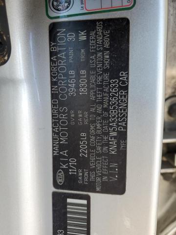 Photo 10 from auction – 2011 KIA FORTE SX with VIN KNAFW5A33B5362633