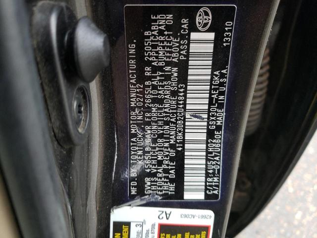 Photo 10 from auction – 2012 TOYOTA AVALON BAS with VIN 4T1BK3DB2CU448443