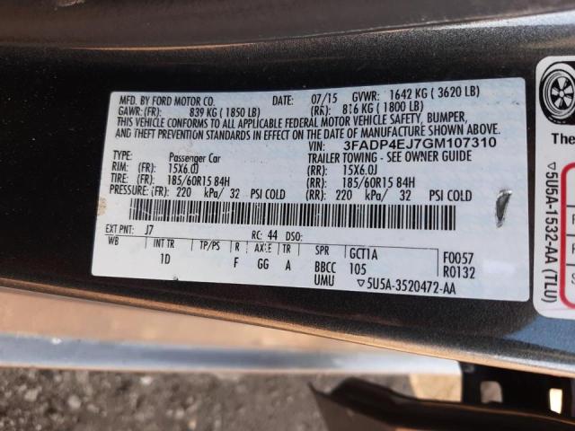 Photo 10 from auction – 2016 FORD FIESTA SE with VIN 3FADP4EJ7GM107310