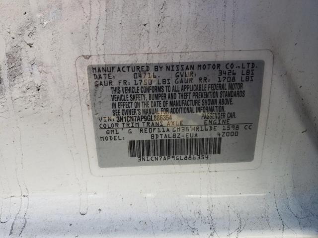 Photo 10 from auction – 2016 NISSAN VERSA with VIN 3N1CN7AP9GL886354
