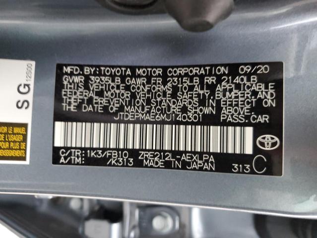 Photo 10 from auction – 2021 TOYOTA COROLLA LE with VIN JTDEPMAE6MJ140301