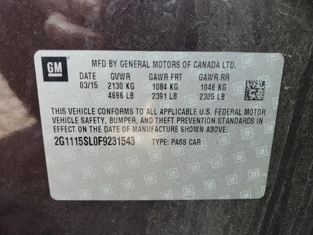 Photo 10 from auction – 2015 CHEVROLET IMPALA LT with VIN 2G1115SL0F9231543