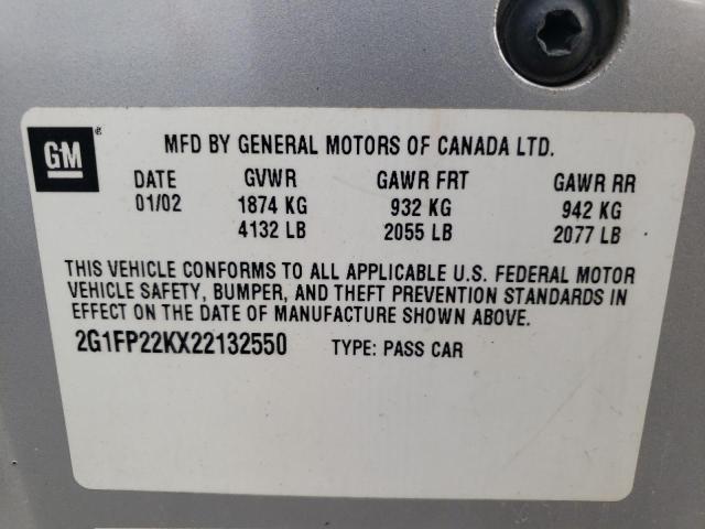 Photo 10 from auction – 2002 CHEVROLET CAMARO with VIN 2G1FP22KX22132550
