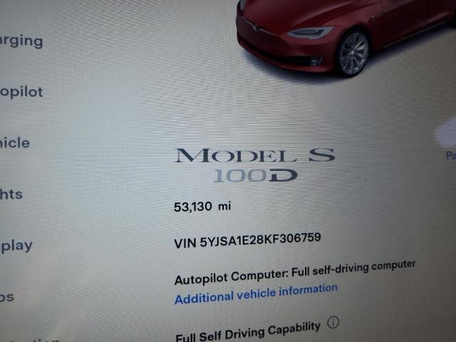 Photo 8 from auction – 2019 TESLA MODEL S with VIN 5YJSA1E28KF306759
