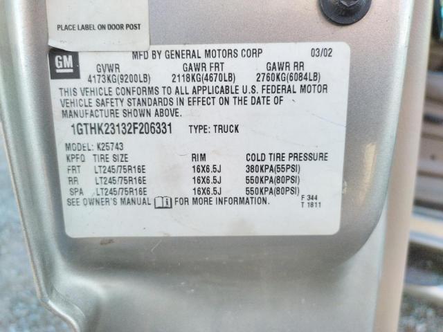 Photo 10 from auction – 2002 GMC SIERRA K25 with VIN 1GTHK23132F206331