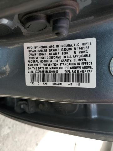 Photo 10 from auction – 2012 HONDA CIVIC LX with VIN 19XFB2F56CE091645