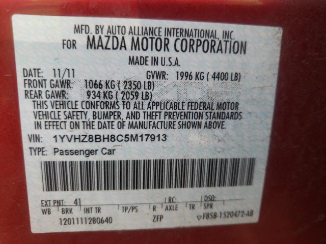 Photo 10 from auction – 2012 MAZDA 6 I with VIN 1YVHZ8BH8C5M17913